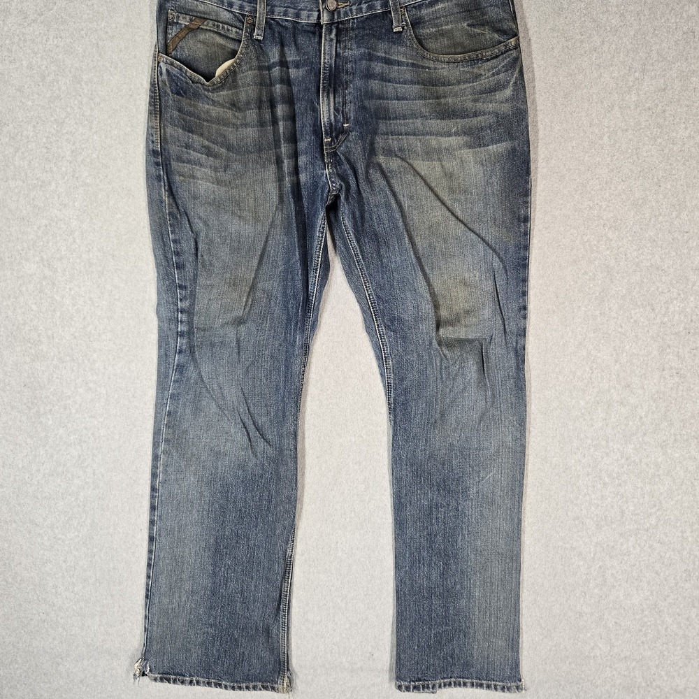 Ariat Men Jeans 36X32 Blue Denim Bootcut M4 Relaxed Grunge READ